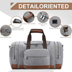 60L Canvas Duffle Bag for Travel Weekend Gym Overnight Carry (Grey / 60L)
