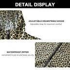 Rain Poncho Jacket Coat Hooded Zipper Style for Women (One Size / Leopard)