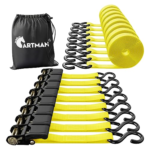 Ratchet Tie Down Straps (8PK Yellow)