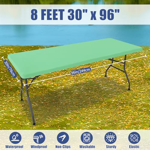 2 Pack Rectangle Spandex Fitted Table Cloth (Bright Green / 96" x 30" (Rectangular))