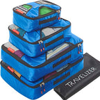 Travel Packing Cubes 5 pcs Luggage Organizer Set for Bag & Suitcase (Blue)
