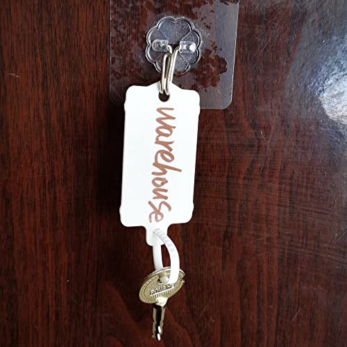 100pcs Reusable Blank Plastic Tags Ties Key Tags 1.45"*2.48" Serrated Tension Sealing Strap with Large Label Plastic Tie Mark Label Waterproof Hang Sign Write on Tag (White)