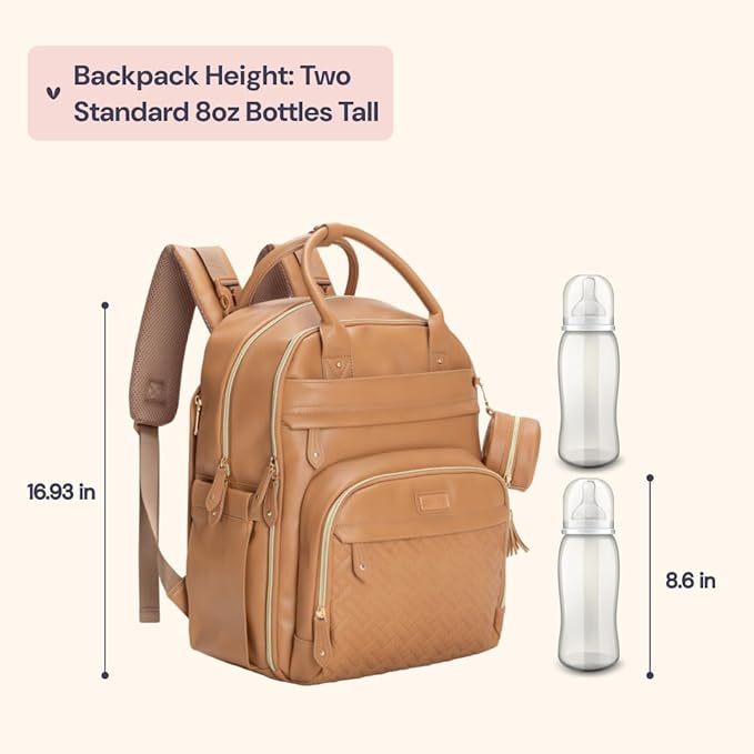 BabbleRoo Leather Diaper Bag Backpack - Image 2