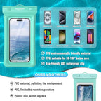 IP68 Waterproof Phone Pouch 2 Pack (Aqua Green White 2 pack)