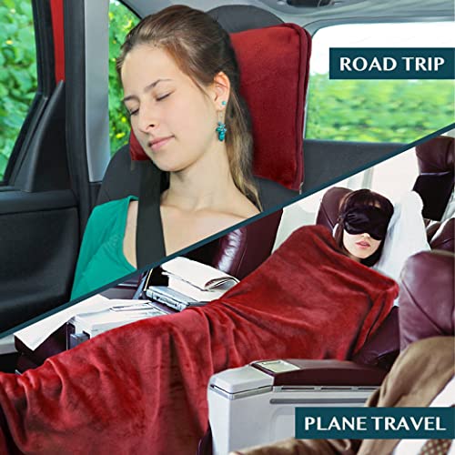 Travel Blanket Pillow (Wine / 60 x 43 inches)