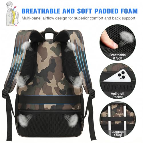 Laptop Backpack for Man and Teens (17.3inch / Camouflage Black)