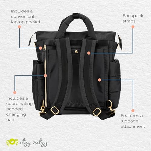 Dream Convertible Diaper Bag Tote Backpack (Midnight Black)