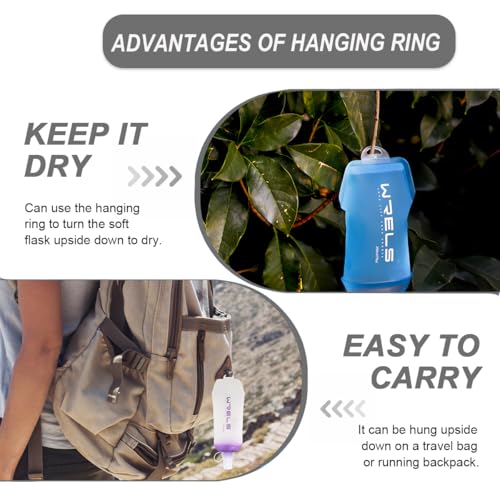 200ml/350ml/500ml Collapsible Soft Flask,BPA Free Folding Soft Water Bottle with Hanging Ring,Lightweight TPU Hydration Flask for Running Marathon Cycling Hiking (Grey-500ml*2)