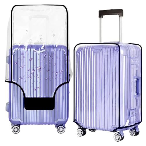 28 Inch PVC Clear Suitcase Cover (Black Trim-0.4mm / L Suitcase Cover.)