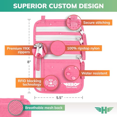 HERO Neck Wallet (Hot Pink)