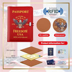 Premium Leather Passport Holder Covers Case (Red)