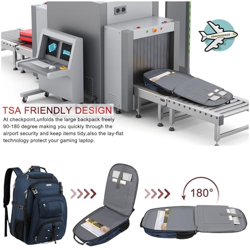 TSA Friendly Travel Laptop Backpack 18.4 inch XXXL Gaming Backpack Water (Blue)