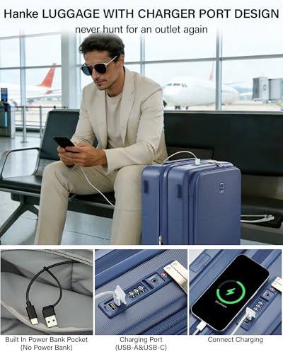 24 Inch Expandable Checked Luggage (Interstellar Blue / 24 Inch EXT)