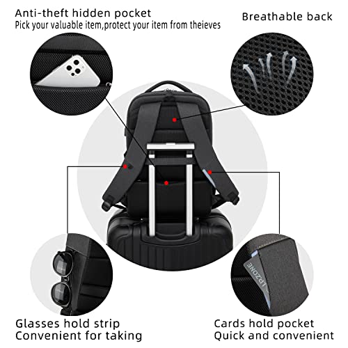 17 Inch Laptop Backpack for Travel Water Resistant College Backpack for Men Women Laptop Bag with USB Charging Port (Black-c / 17 Inch)