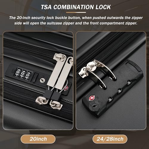 Luggage Sets 5 Piece (3-piece Set(20/24/28) / Black(20 top-open))