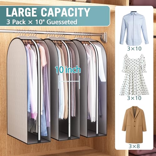 10" Gusseted Garment Bags for Hanging Clothes (Grey / 40 inch)