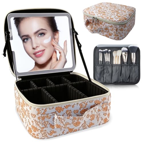 Makeup Bag with Led Mirror (Orange-1 / with LED mirror)