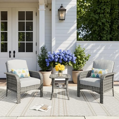 Patio Furniture Set (3 PCS Bistro Set / Light Grey)