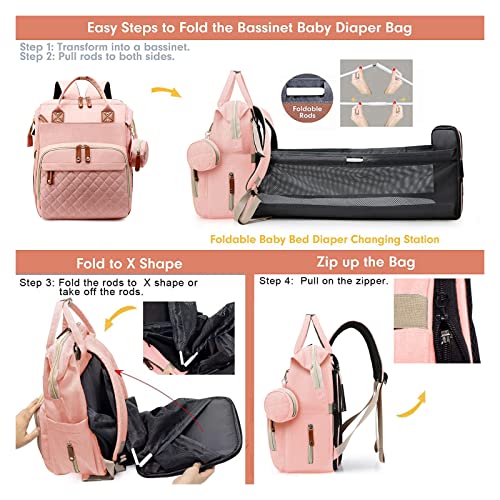 Diaper Bag Backpack with Changing Station (Pink)