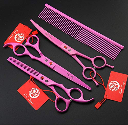 7" Dog Grooming Scissors Set with Rhinestone Accent (Pink)
