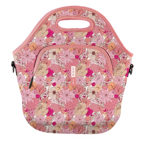 LunchTote Zippered Bag Insulated Neoprene Caddy (Rosy Outlook / X-Large 6.5 Quart Lunch Tote)