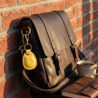 Genuine Leather Airtag Holder Compatible with Apple AirTag Keychain 2nd & 1st Gen (Yellow)