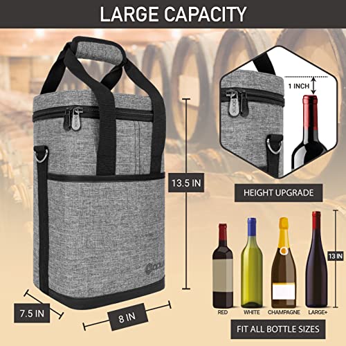 Insulated Wine Cooler Bag (4 Bottle / Heather Gray)