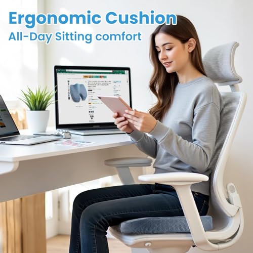 Memory Foam Office Chair Seat Cushion (X-Large / Light Blue)