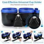 Stroller Cup Holder with Phone Holder (Double Holder-Blue)