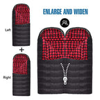 0 Degree Sleeping Bag Cotton Flannel Winter Cold Weather for Adults XXL Sleeping Bag 4 Season Big and Tall with Pillow Compression Sack (Black_L)
