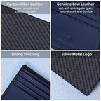 Leather Mens Bifold RFID Blocking Wallet with 2 ID Windows (Black+Blue)
