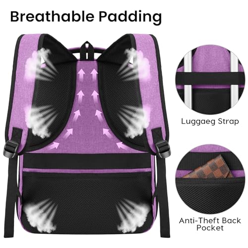 Backpack for Girls Women (Purple / 15.6 Inch)