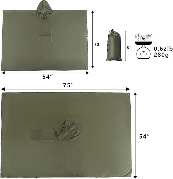 salamra Hooded Rain Poncho Waterproof Raincoat Jacket - Image 2