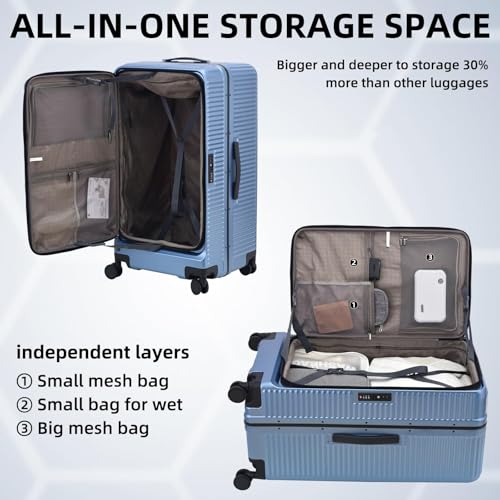 29 Inch Aluminum Frame Checked Luggage Top Opening (Dark Blue / 29 Inch)