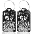2Pack Luggage Tags for Suitcases (Skeletons and Flowers)
