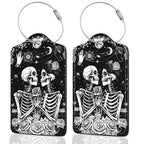 2Pack Luggage Tags for Suitcases (Skeletons and Flowers)