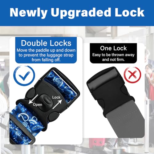 Luggage Straps for Suitcases (Blue Pattern)