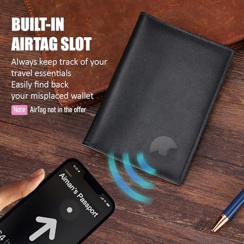 Albatross Leather Travel Passport Holder (Black)