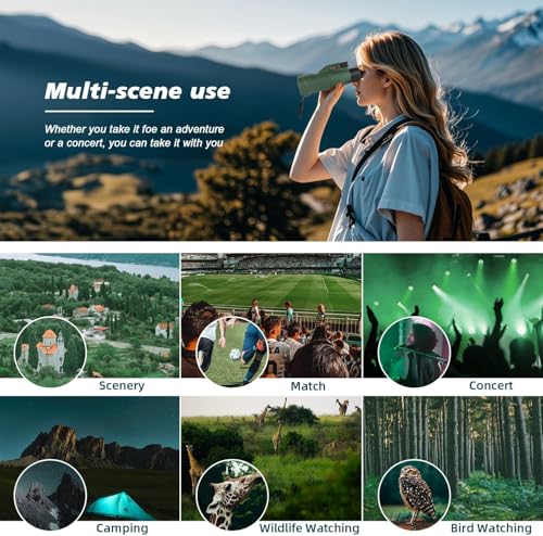 12x60 HD Monocular Telescope for Adults high Powered (Green Monocular)