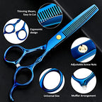 6.89 inch Hair Cutting Scissors Set With Thinning Knife (Blue)
