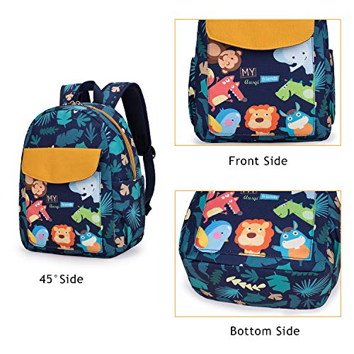 Cute Zoo Little 2d Backpack Kid Backpacks for Girls and Boys Toddler Backpack Waterproof Preschool Safety Harness Leash (Zoo)