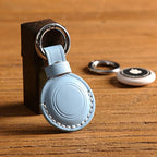 Genuine Leather Keychain Holder Compatible with Airtag ([1 Pack] Blue V1.0)