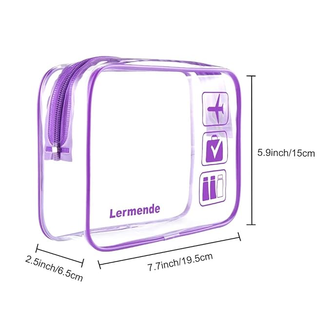 Lermende 2pcs Clear Toiletry Bag TSA Approved Travel Bag, Carry On - Image 2