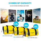 Waterproof Bag Duffel Bag 20L 30L 40L with Welded Seams Shoulder Straps (Yellow / 30L)