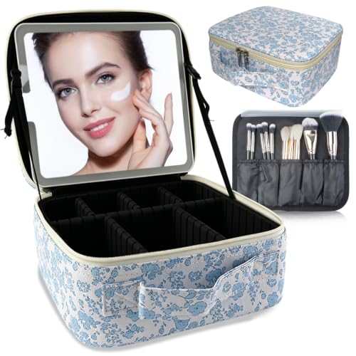 Makeup Bag with Led Mirror (light blue / with LED mirror)