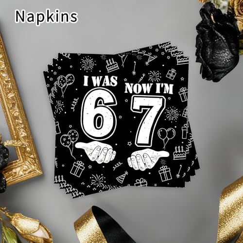50Pcs I was 6 Now I'm 7 Napkins (6 7 Birthday)