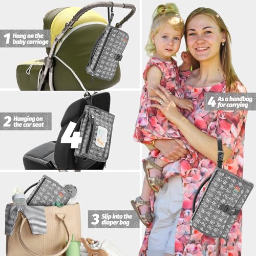 Portable Diaper Changing Pad (Grey Arrows)