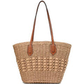 Straw Bag for Women Straw Woven Beach Tote Bag Casual Hobo Shoulder Bag Handbags Summer Handmade Beach Purse (F Khaki)