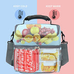 Double Layer Cooler Insulated Lunch Bag Adult Lunch Box Large Tote Bag for Men (Light Sky Blue)