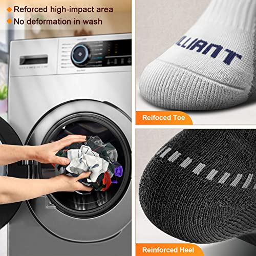 Men 6 Pack Athletic Compression Crew Socks for Running Gym Sports (7-8 / Black/White 2737)